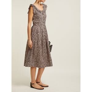 Sea New York Lottie Sleeveless Midi Dress in Natural Size 2 Leopard Print Ruffle